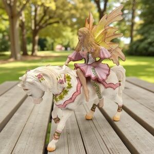 Schleich Bayala FEYA fairy on Horse w/ pink and gold details *RETIRED Vintage